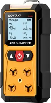 GOYOJO 4-in-1 Gas Leak Detector - Accurate H2S, EX, O2, and CO Detection