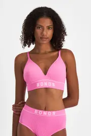 [Bonds] Bonds Women's Retro Rib Wirefree Lift Bra in Pink Kiss Size: 14 14 Pink Kiss