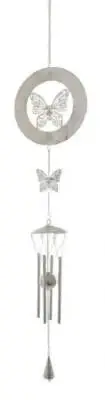 Crystal Wonderland Silver Mystic Wind Chime Hanging Bell - Butterfly