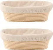 Bread Proofing Baskets Set of 2 10 inch Oval Shaped Dough Proofing Bowls w Liner