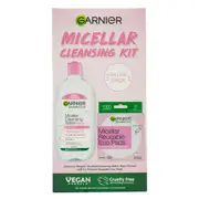 4pc Garnier Micellar Cleansing Water + Eco Pads Kit Value Pack Makeup Remover