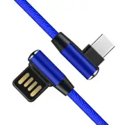2PCS Fast Charging Data Cable 1M Type C Micro 90 Degree Cable for Type C Mobile Phone blue