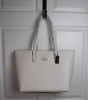 NWT Coach Pebble Leather Town Tote Bag Chalk White Gold Tone Hardware 72673