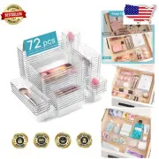 4-Size Clear Plastic Drawer Organizers - Stackable & Easy-Clean Storage Bins