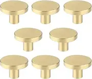 RZDEAL Cabinet Knobs Pure Brass Round Dresser Drawer Knobs and Pulls Simple Decorative Kitchen Cabinet Door Handles (8Pcs, 1.29"x0.78")