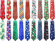 [Handepo] 18 Pcs One off Christmas Tie for Men Decorative Christmas Necktie Holiday Tie Santa Snowflake Christmas Tree for Boys Women Festival Christmas Party Xmas Costume, Classic Classic Colorcolor