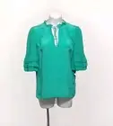 New Alice + Olivia Relaxed Fit Ruffled Tiered Sleeves Tie Front Blouse XS