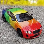 汽車模型 1:18 賓利 歐陸GT 彩虹主題塗裝版 合金全開汽車模型車模 收藏擺放 彩虹主題塗裝