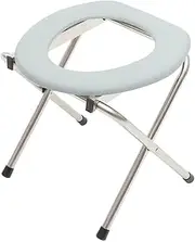 Portable Folding Toilet Seat, Folding Commode Chair, Stainless Steel Emergency Toilet, Folds Camping Toilet Seat, Convenient for Camping, Travel & Emergency (Grey)
