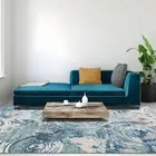 Blue Bedroom Rug Machine Washable Non Slip Soft Bedside Modern Carpet 160x230cm