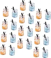 [LALAFINA] Unique Mini Bottle Charm Diy Pendants 30pcs Fruit Beverage Jar Charms for Jewelry