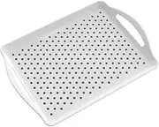 FlyNautics Non Slip Food Serving Tray with Handles, Rectangle Dishwasher Safe Tray for Snack Fruit Dessert Breakfast Drink White