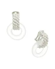 Kenneth Jay Lane Silver Doorknocker Earrings