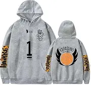 [Flyself] Haikyuu Hooded Sweatshirts Pullover Cosplay Haikyuu Kozume Kenma Gakuen Koukou Tops Sweatshirt Karasuno High School Volleyball Uniform Outwear for Men Women Teen