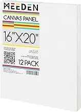MEEDEN Canvas Boards for Painting, 16"x20" Canvas Panels, Pack of 12, Square Blank Canvases, 100% Cotton, 12.3 oz Gesso-Primed, Art Supplies for Acrylic Gouache,and Oil Painting