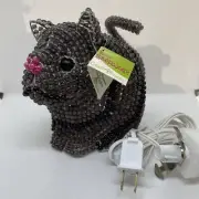 Baby Beadworx Cat Lamp Bead And Wire Handmade Art Sculpture Lamp NWT