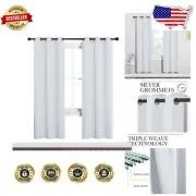 Elegant Greyish White Thermal Insulated Blackout Curtains - 34x72 Grommet Panels