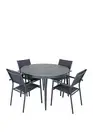Aluminium Outdoor Extendable Dining Table Setting, 4-6 Seats - Grey