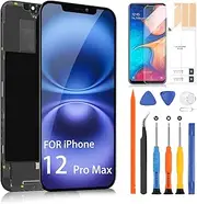 for iPhone 12 Pro Max Screen Replacement - for iPhone 12 Pro Max LCD Display Digitizer for iPhone 12 ProMax A2342 A2410 A2411 A2412 LCD Touch Screen Full Assembly with Repair Tools (Black,6.7 inch)