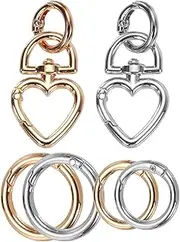 uxcell 2 Pcs Metal Swivel Clasps Key Chain Keyrings Heart Shape Spring Snap Keychain Hook Clip for Chains Extender DIY Handicrafts Lanyards Jewelry Findings, Gold Tone/Silver Tone
