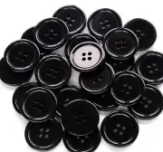 50 Pcs 1 Inch 25mm Black Resin Buttons Sewing Flatback Round Buttons for Crafts