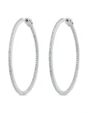 [SALLY SKOUFIS] Light Diamonds Hoop Earrings in Silver