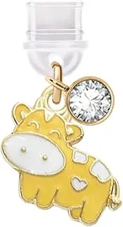 ELISE & FONDA TP684 Type-C Charging Port Anti Dust Plug Little Cow Cell Phone Charm for iPhone 15/16/Samsung/OnePlus/Xiaomi/oppo Android Phones (Yellow)