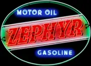 Zephyr Motor Oil & Gasoline Oval Shaped DIECUT NEW Sign 40" Wide USA STEEL