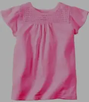 NEW Carter's Girl Neon Pink Lace Crochet Flutter Sleeve Top T-Shirt Sz 5T