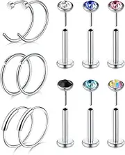 [D.Bella] 18G 20G Nose Rings Hoops Threadless Push in Nose Rings Studs Surgical Steel L Shaped Nose Studs Screw Straight Nose Stud Piercings Nostril Piercing Jewelry 1.5mm 2mm 2.5mm 3mm Diamond CZ