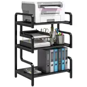 3 Tier Printer Stand Metal Storage Shelf Free Standing Black Organizer