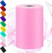 [Swpeet] 6 Inch by 100 Yards Pink Tulle Fabric Roll, Fabric Spool Tulle Ribbon, Netting Polyester Spool Ideal for DIY Handmade Birthday Party Wedding Decorations Christmas Craft Supplies