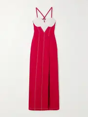 [Tolu Coker] Tolu Coker - + The Vanguard Two-tone Denim Maxi Dress - Red - x small x small Red