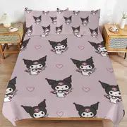 a1323 Kuromi Duvet Cover Set, 3 Piece Bedding Set 86x70" Double Sided Printing Decorative Comforter Cover Set (1 Duvet Cover + 2 Pillow Shams)" jfr132