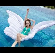 Swim Ring Inflatable Pool Toys Water Inflatable Swimming Ring Angel Wing Wings Water Inflatable Floating Row Mount Floating Bed 245 * 120cm/1.6kg (Color : White) LWX