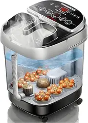 Electric Auto Massage Footbath, Heated Home Constant Temperature Foot Soaking Bucket, Smart Waterproof Screen with Heating, Temperature Control and 24 Electric Shiatsu Massage Balls for Stress Relieving Foot Spa Bathtubs