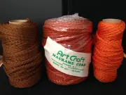 ART CRAFT Macrame Cord Yarn 1 Full skein Rust New, Extra brown and orange used