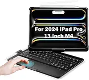iXTRA 360° Rotatable iPad Keyboard Case with Trackpad for iPad Pro 13-inch (M4, 2024), 7-Color Backlit, Wireless Bluetooth iPad Pro 13" Keyboard with Pencil Holder, Black