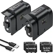 Rechargeable Controller Battery Pack for Xbox, XICEN 2x4800mWh(1800mAh) Batteries Pack with USB-C Charging Cable for Xbox Series X/S, Xbox One, Elite Remote Play and Charge Kit with 4 Cover(2 Pack)