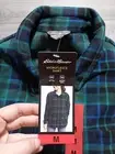 Eddie Bauer Shacket Womens Medium Green Blue Plaid Oversized Microfleece Shirt