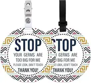 PLIGREAT 2 Pack Stop Touching Baby Signs - Aztec Pattern, No Kissing, Reminder for Strollers, Car Seats & More