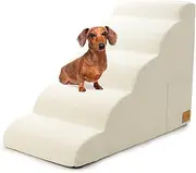 Dog Stairs for Small Dogs 22.6" H, JYpawsiepal 5-Step Dog Stairs Step Ramp for Small Dogs Cats 5 Tiers Pet Stairs Step Ramp for Beds Furniture Non-Slip Pet Step,White,5 Steps