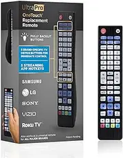 [UltraPro] Backlit One Touch Instant Pairing Replacement Remote Pre-Programmed for Samsung, Sony, LG, Vizio, Roku TV 2 Device 80830