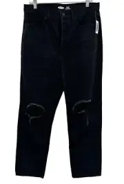 Old Navy Jeans 12 Women’s Sky High Boyfriend Destroyed Black Button Fly