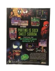 Venom Spiderman Print Ad Magazine Poster Vintage Video Game Art 1996 SNES