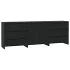 3 Piece Sideboard Black Engineered Wood Wood Sideboards & Buffets
