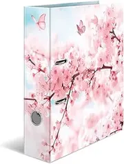 HERMA 19556 Folder A4 Flowers Cherry Blossom 7 cm Wide Sturdy Cardboard Coloured Outside and Inside Print in Design Ring Binder Lever Arch File Office Folder Motif Folder