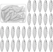 uxcell Fishing Lure Blades, 40 Pack 1" x 0.3" Round Fishing Spinner Baits Willowleaf Lure Spinner Lure Making Part with Plastic Storage Box for Bait Fishing Accessories, Silver Tone