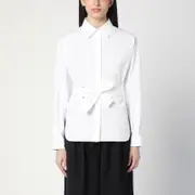 [Max Mara] White poplin shirt with belt 40 IT White