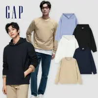 在飛比找momo購物網優惠-【GAP】男裝 Logo圓領大學T/帽T-多色可選(8892